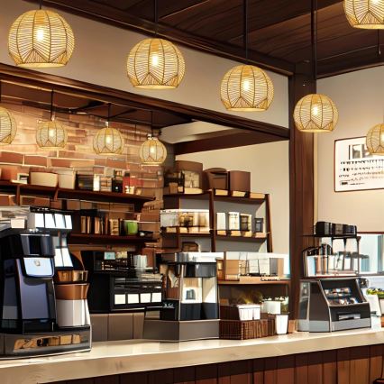 Κρεμαστό φωτιστικό οροφής PELO 1xE27/40W/230V διάμετρος 30 cm rattan