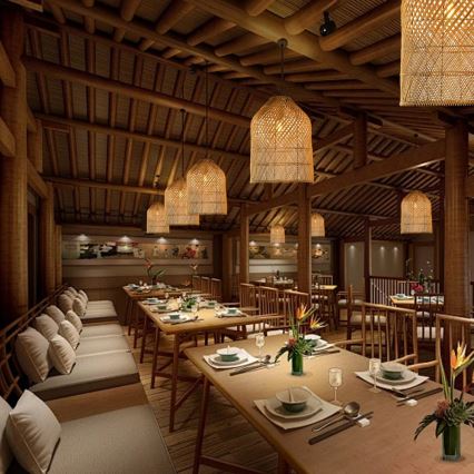 Κρεμαστό φωτιστικό οροφής PELO 1xE27/40W/230V διάμετρος 35 cm rattan