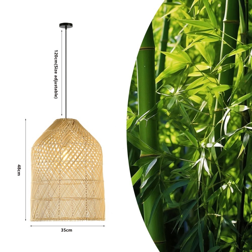 Κρεμαστό φωτιστικό οροφής PELO 1xE27/40W/230V διάμετρος 35 cm rattan