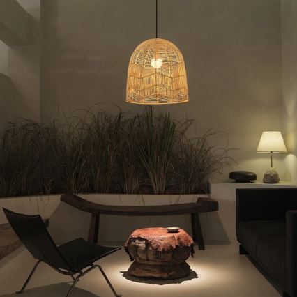 Κρεμαστό φωτιστικό οροφής PELO 1xE27/40W/230V διάμετρος 40 cm rattan
