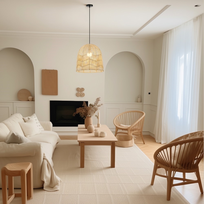 Κρεμαστό φωτιστικό οροφής PELO 1xE27/40W/230V διάμετρος 40 cm rattan