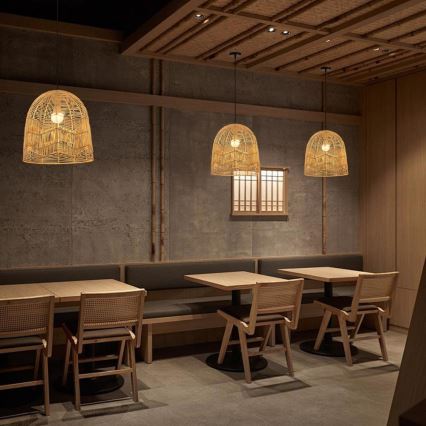 Κρεμαστό φωτιστικό οροφής PELO 1xE27/40W/230V διάμετρος 40 cm rattan