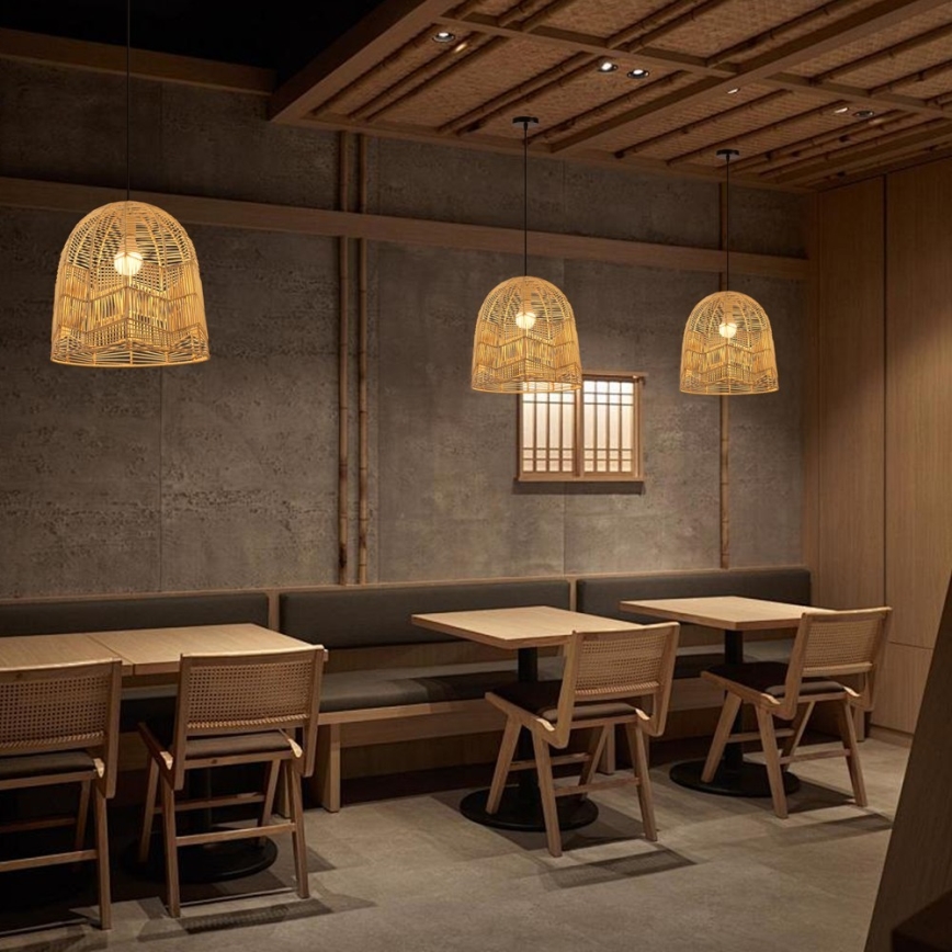 Κρεμαστό φωτιστικό οροφής PELO 1xE27/40W/230V διάμετρος 40 cm rattan