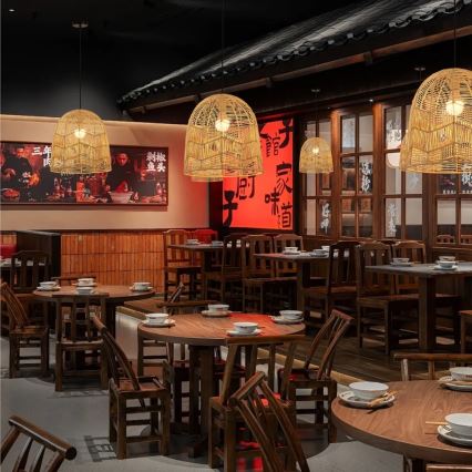 Κρεμαστό φωτιστικό οροφής PELO 1xE27/40W/230V διάμετρος 40 cm rattan