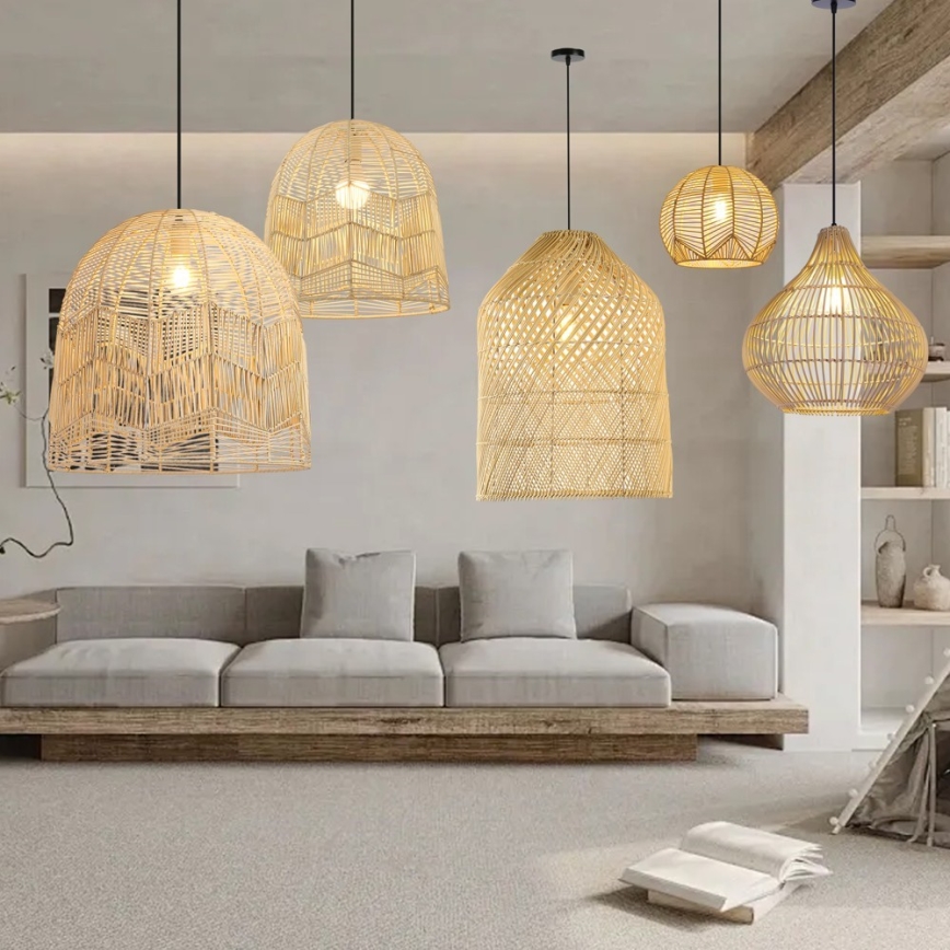 Κρεμαστό φωτιστικό οροφής PELO 1xE27/40W/230V διάμετρος 40 cm rattan