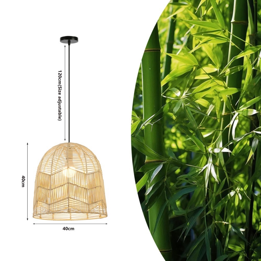 Κρεμαστό φωτιστικό οροφής PELO 1xE27/40W/230V διάμετρος 40 cm rattan