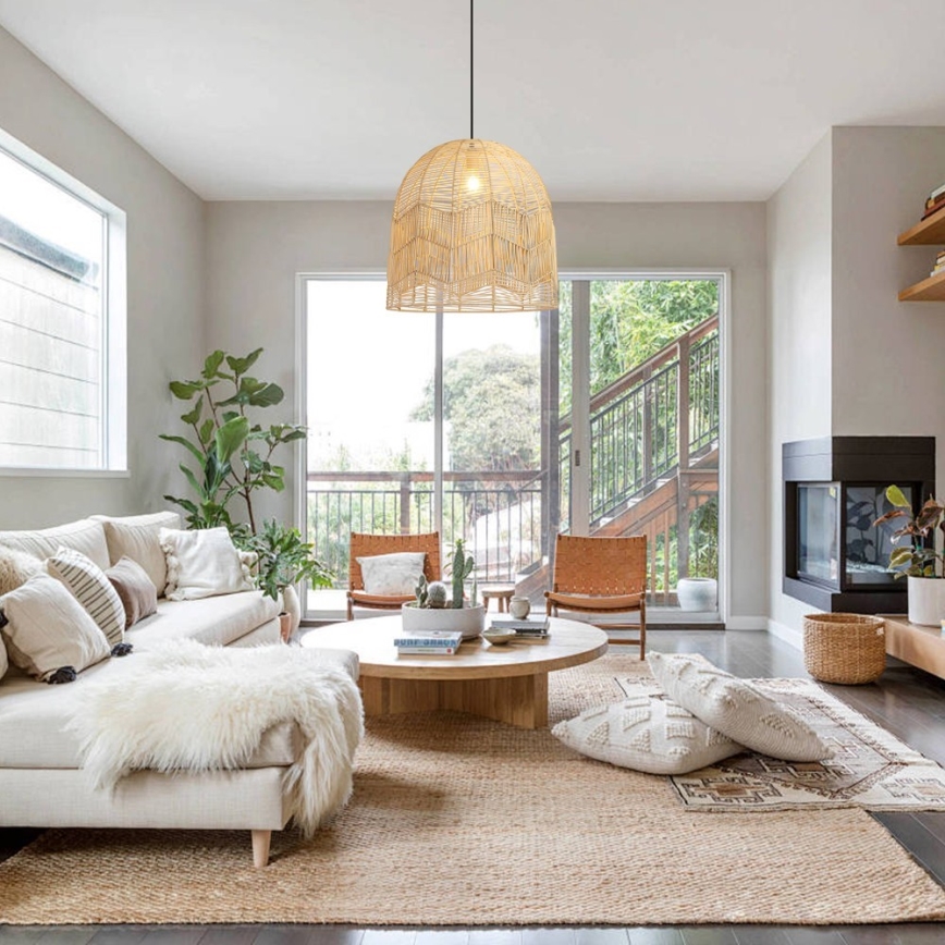 Κρεμαστό φωτιστικό οροφής PELO 1xE27/40W/230V διάμετρος 50 cm rattan