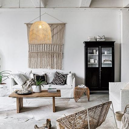 Κρεμαστό φωτιστικό οροφής PELO 1xE27/40W/230V διάμετρος 50 cm rattan