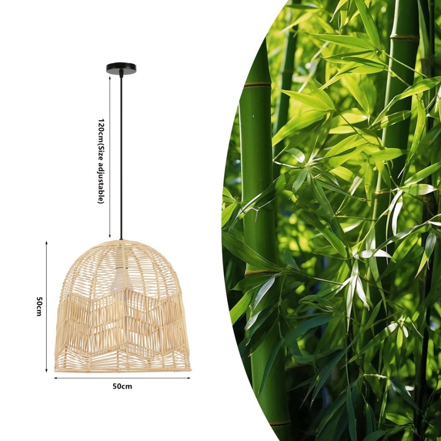 Κρεμαστό φωτιστικό οροφής PELO 1xE27/40W/230V διάμετρος 50 cm rattan