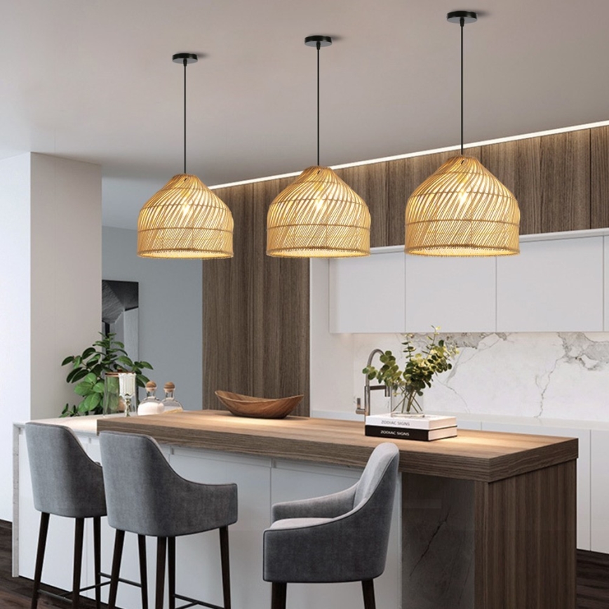 Κρεμαστό φωτιστικό οροφής PELO 1xE27/40W/230V διάμετρος 40 cm rattan