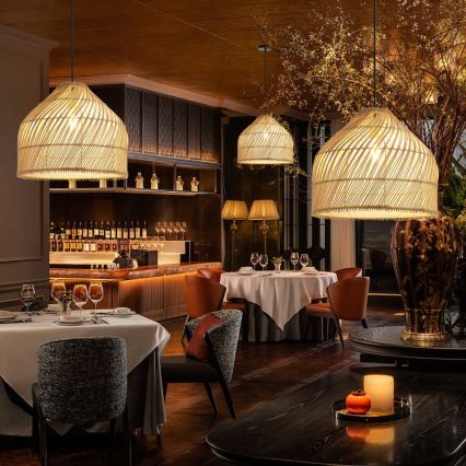 Κρεμαστό φωτιστικό οροφής PELO 1xE27/40W/230V διάμετρος 40 cm rattan