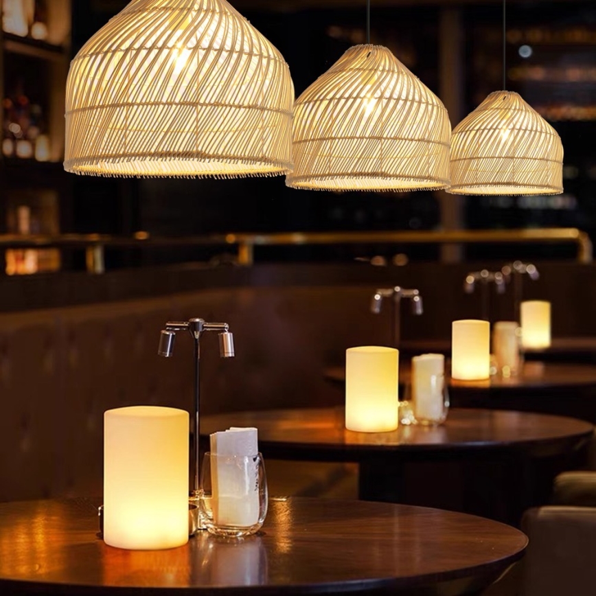 Κρεμαστό φωτιστικό οροφής PELO 1xE27/40W/230V διάμετρος 40 cm rattan