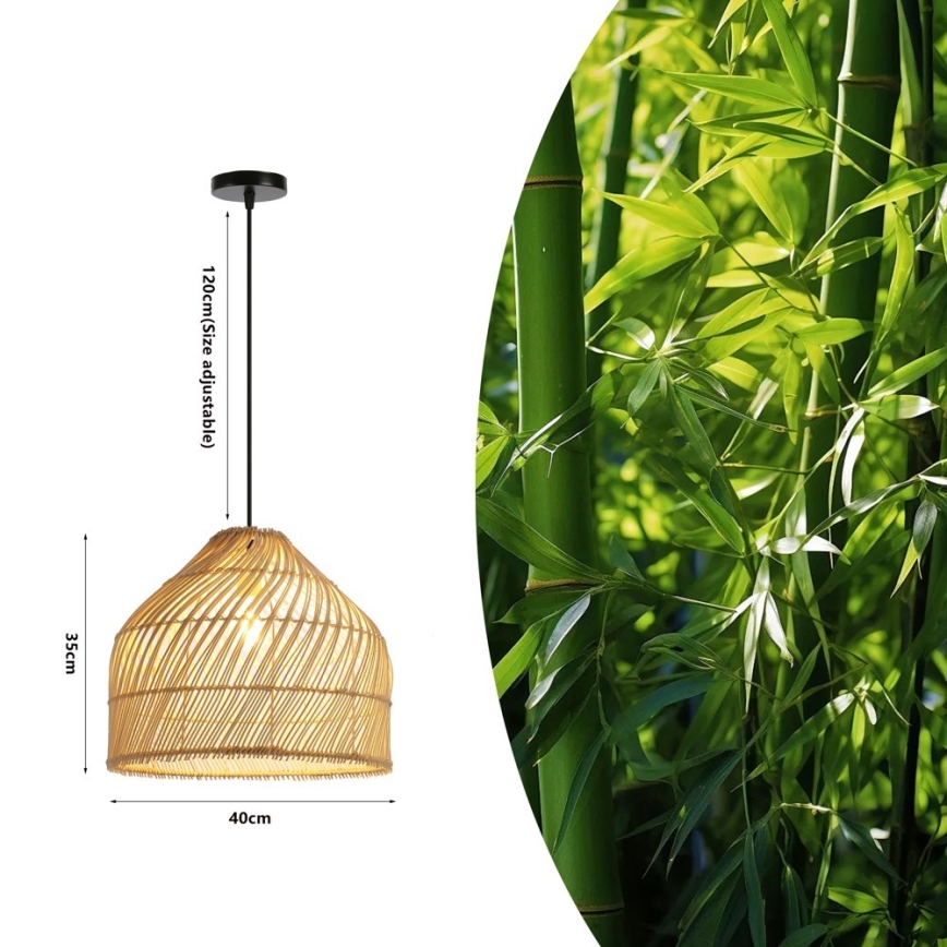 Κρεμαστό φωτιστικό οροφής PELO 1xE27/40W/230V διάμετρος 40 cm rattan