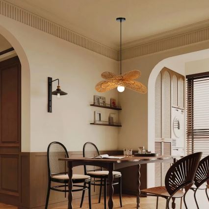 Κρεμαστό φωτιστικό οροφής MARIPOSA 1xE27/40W/230V διάμετρος 50 cm γιούτα