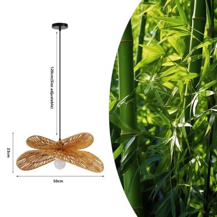 Κρεμαστό φωτιστικό οροφής MARIPOSA 1xE27/40W/230V διάμετρος 50 cm γιούτα