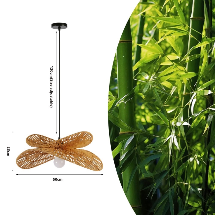Κρεμαστό φωτιστικό οροφής MARIPOSA 1xE27/40W/230V διάμετρος 50 cm γιούτα