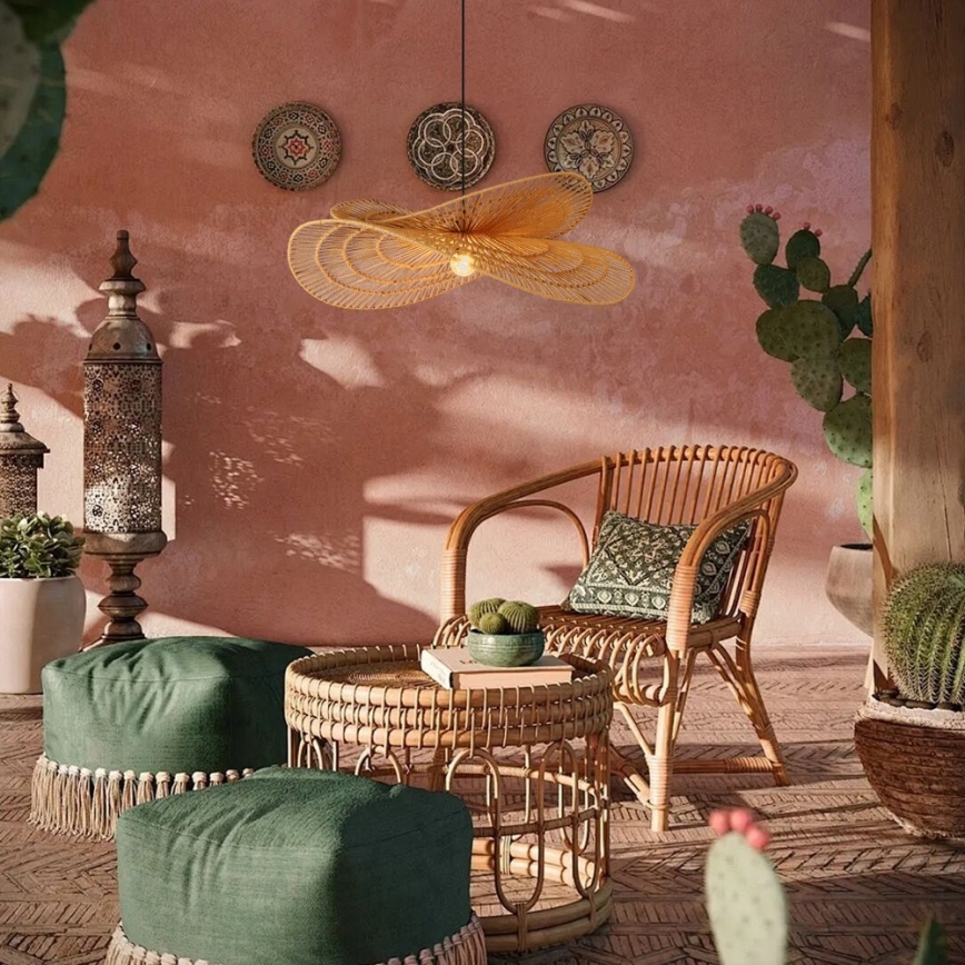 Κρεμαστό φωτιστικό οροφής MARIPOSA 1xE27/40W/230V διάμετρος 80 cm γιούτα