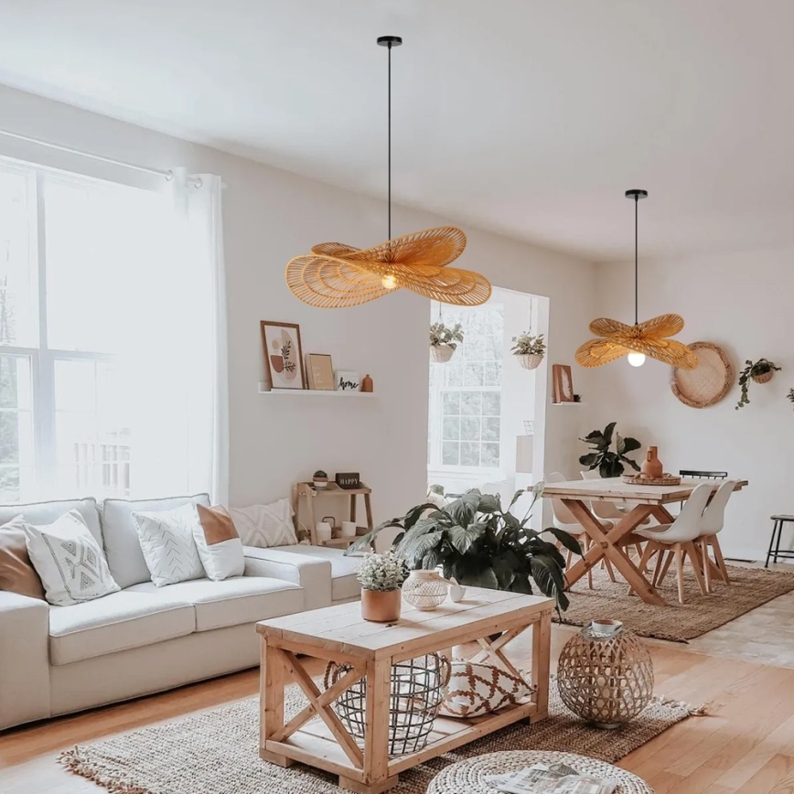 Κρεμαστό φωτιστικό οροφής MARIPOSA 1xE27/40W/230V διάμετρος 80 cm γιούτα