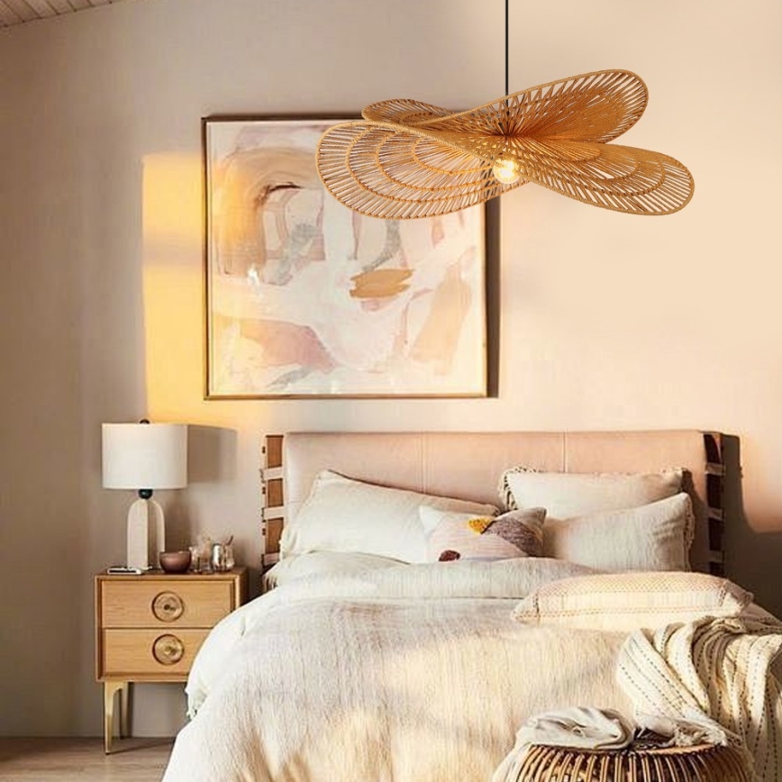 Κρεμαστό φωτιστικό οροφής MARIPOSA 1xE27/40W/230V διάμετρος 80 cm γιούτα