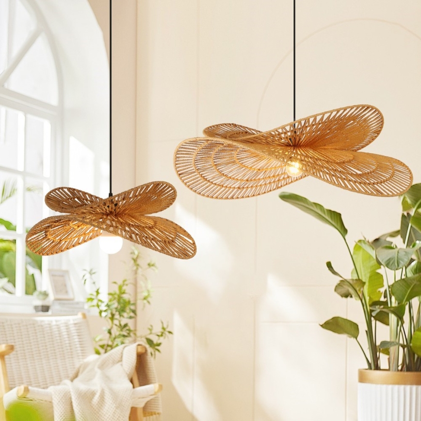 Κρεμαστό φωτιστικό οροφής MARIPOSA 1xE27/40W/230V διάμετρος 80 cm γιούτα