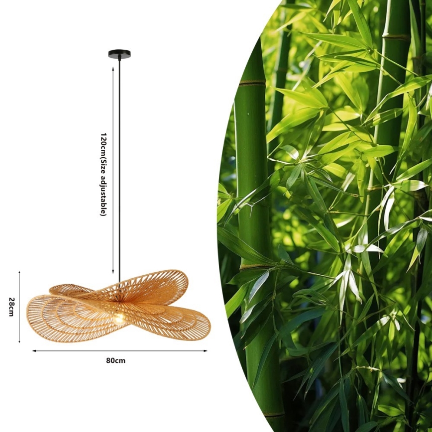 Κρεμαστό φωτιστικό οροφής MARIPOSA 1xE27/40W/230V διάμετρος 80 cm γιούτα