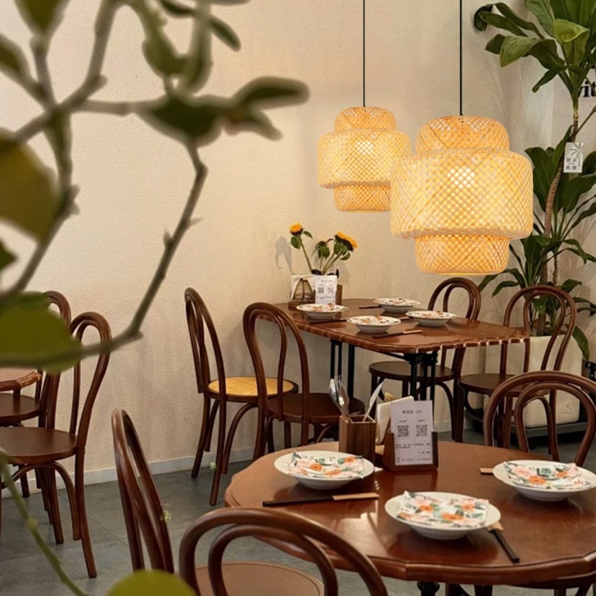 Κρεμαστό φωτιστικό οροφής HILO 1xE27/40W/230V διάμετρος 38 cm μπαμπού