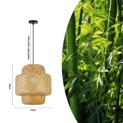 Κρεμαστό φωτιστικό οροφής HILO 1xE27/40W/230V διάμετρος 38 cm μπαμπού