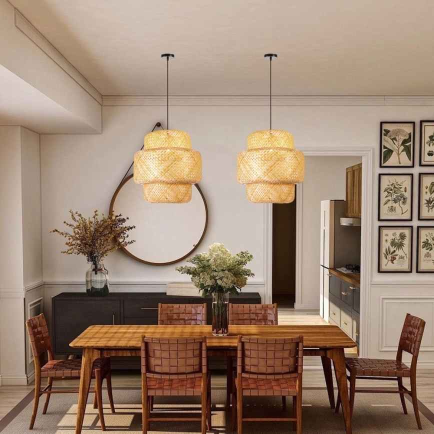 Κρεμαστό φωτιστικό οροφής HILO 1xE27/40W/230V διάμετρος 47 cm μπαμπού