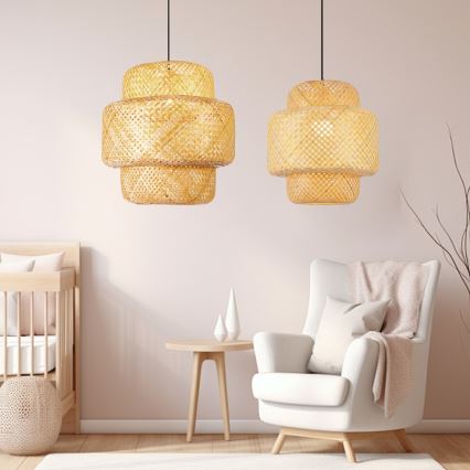 Κρεμαστό φωτιστικό οροφής HILO 1xE27/40W/230V διάμετρος 47 cm μπαμπού