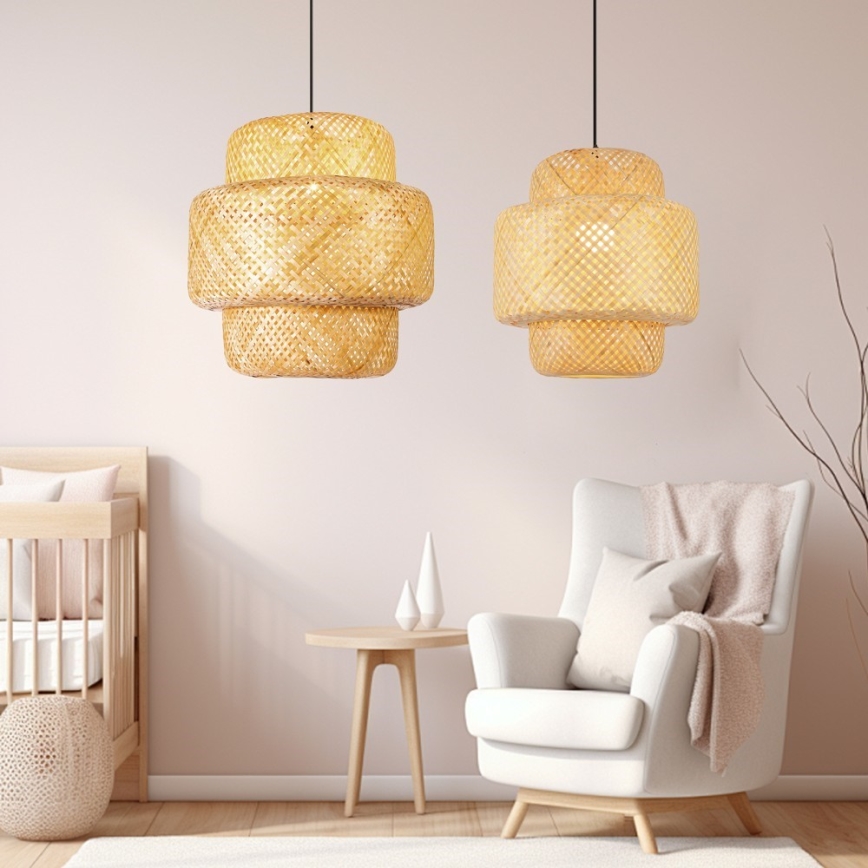 Κρεμαστό φωτιστικό οροφής HILO 1xE27/40W/230V διάμετρος 47 cm μπαμπού