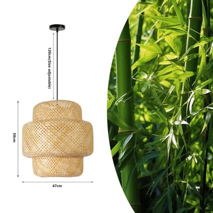 Κρεμαστό φωτιστικό οροφής HILO 1xE27/40W/230V διάμετρος 47 cm μπαμπού