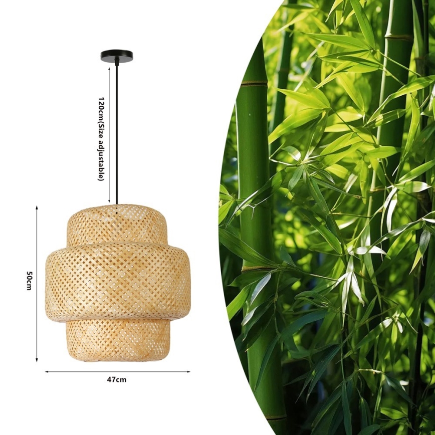 Κρεμαστό φωτιστικό οροφής HILO 1xE27/40W/230V διάμετρος 47 cm μπαμπού