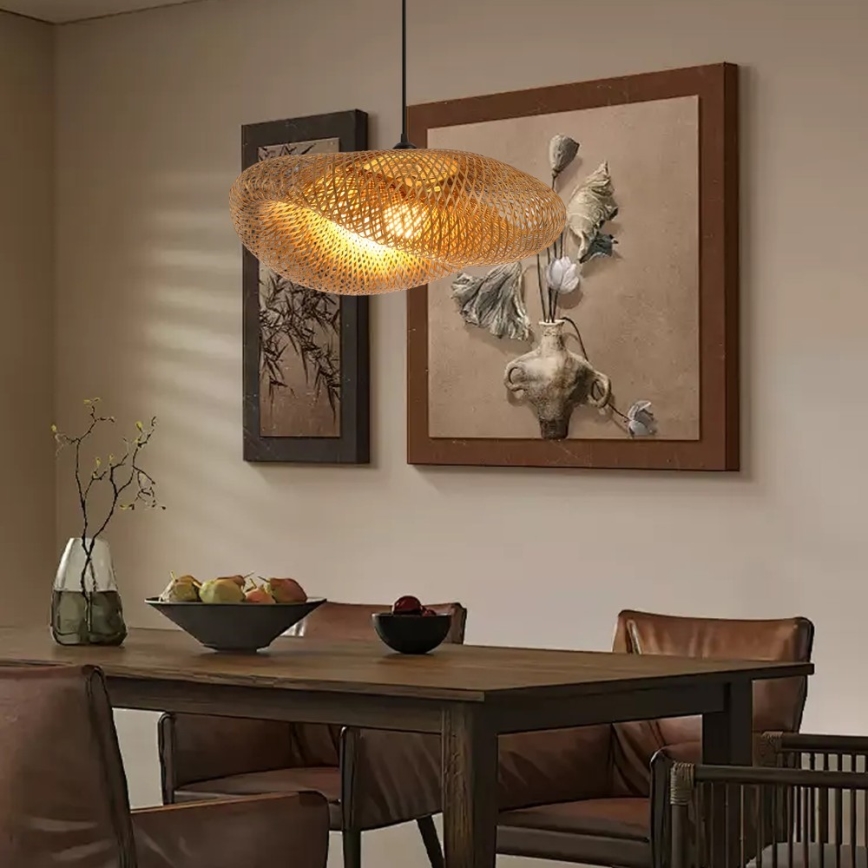 Κρεμαστό φωτιστικό οροφής HILO 1xE27/40W/230V διάμετρος 60 cm μπαμπού