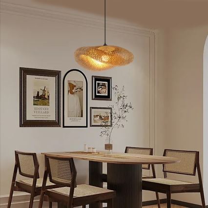 Κρεμαστό φωτιστικό οροφής HILO 1xE27/40W/230V διάμετρος 60 cm μπαμπού