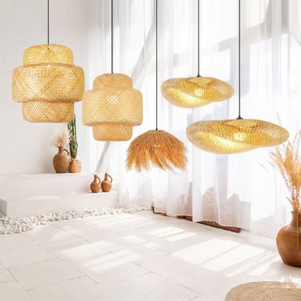 Κρεμαστό φωτιστικό οροφής HILO 1xE27/40W/230V διάμετρος 60 cm μπαμπού