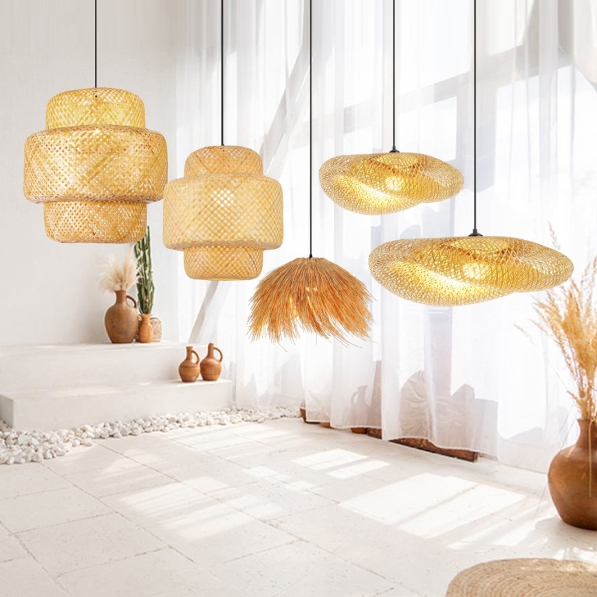 Κρεμαστό φωτιστικό οροφής HILO 1xE27/40W/230V διάμετρος 60 cm μπαμπού