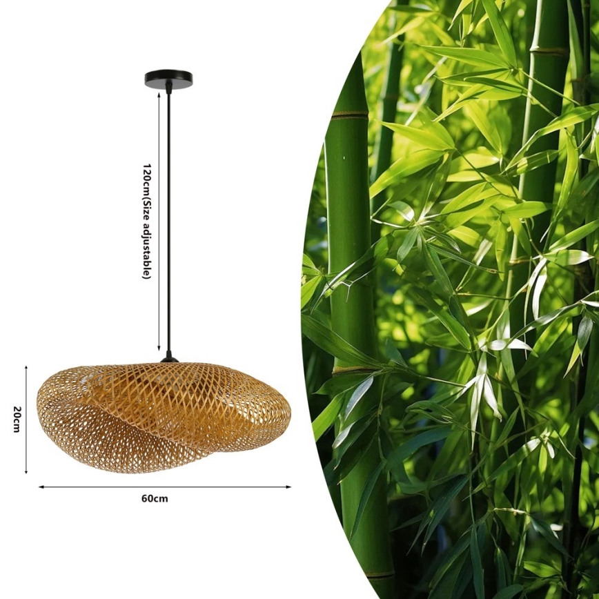 Κρεμαστό φωτιστικό οροφής HILO 1xE27/40W/230V διάμετρος 60 cm μπαμπού