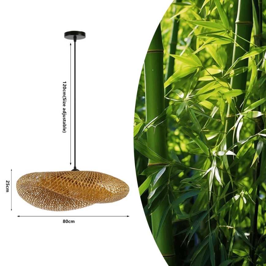 Κρεμαστό φωτιστικό οροφής HILO 1xE27/40W/230V διάμετρος 80 cm μπαμπού