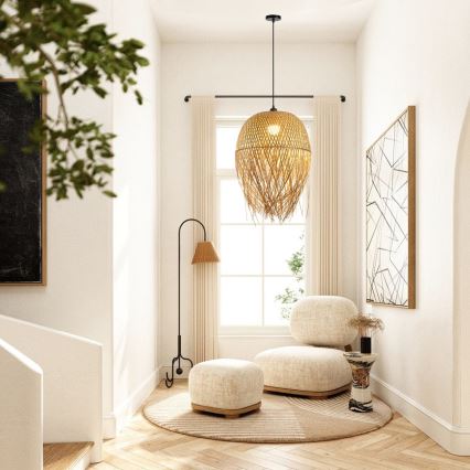 Κρεμαστό φωτιστικό οροφής HILO 1xE27/40W/230V διάμετρος 45 cm μπαμπού