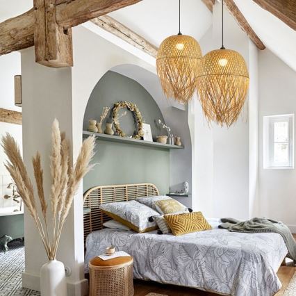 Κρεμαστό φωτιστικό οροφής HILO 1xE27/40W/230V διάμετρος 45 cm μπαμπού