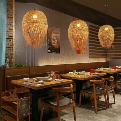 Κρεμαστό φωτιστικό οροφής HILO 1xE27/40W/230V διάμετρος 45 cm μπαμπού