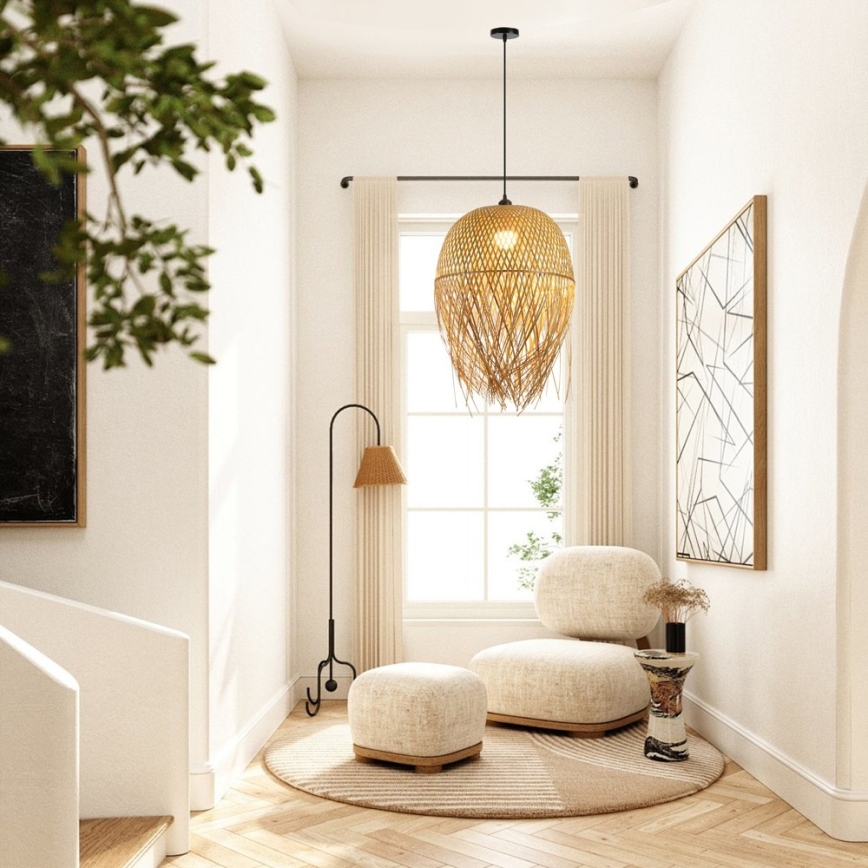 Κρεμαστό φωτιστικό οροφής HILO 1xE27/40W/230V διάμετρος 45 cm μπαμπού