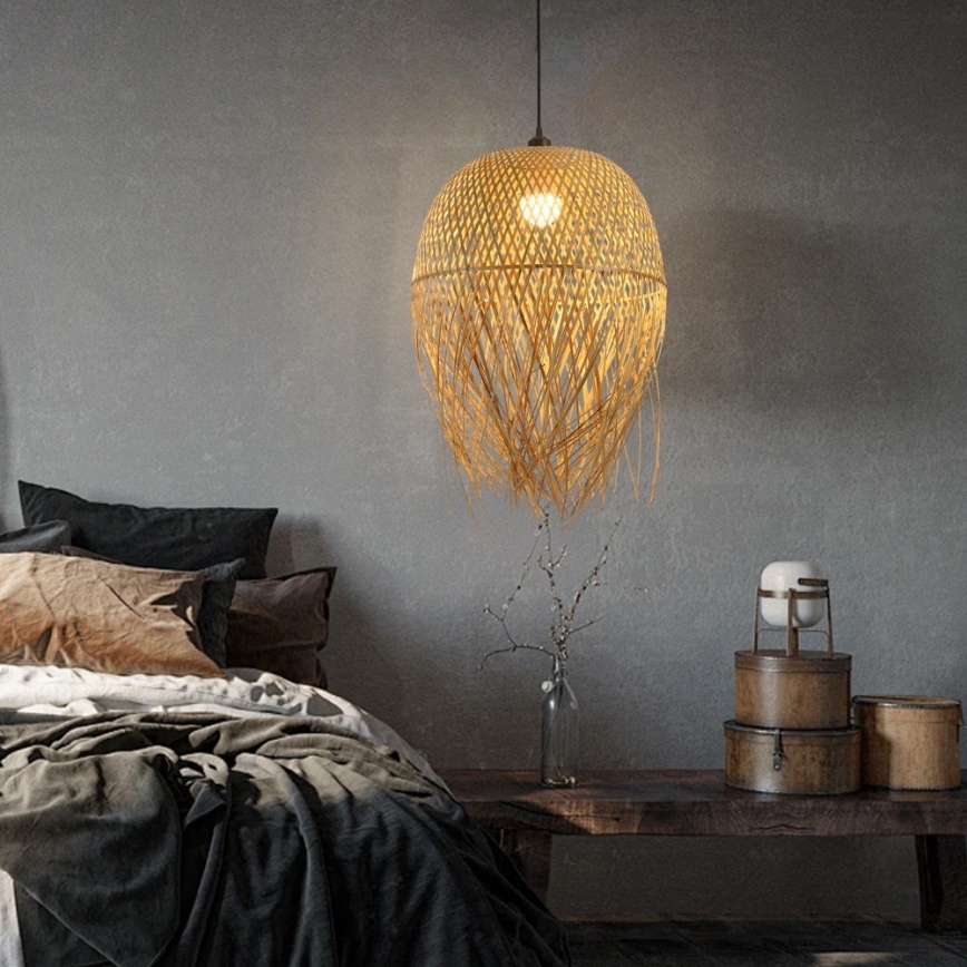 Κρεμαστό φωτιστικό οροφής HILO 1xE27/40W/230V διάμετρος 45 cm μπαμπού