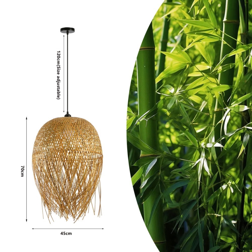 Κρεμαστό φωτιστικό οροφής HILO 1xE27/40W/230V διάμετρος 45 cm μπαμπού