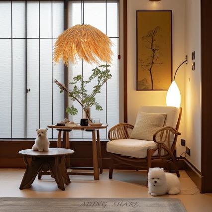 Κρεμαστό φωτιστικό οροφής NATURALEZA 1xE27/40W/230V διάμετρος 55 cm rattan