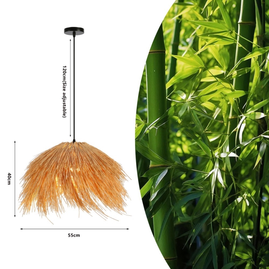 Κρεμαστό φωτιστικό οροφής NATURALEZA 1xE27/40W/230V διάμετρος 55 cm rattan