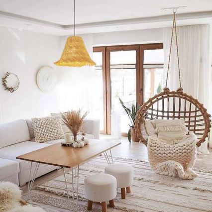 Κρεμαστό φωτιστικό οροφής NATURALEZA 1xE27/40W/230V διάμετρος 45 cm rattan