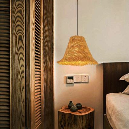Κρεμαστό φωτιστικό οροφής NATURALEZA 1xE27/40W/230V διάμετρος 45 cm rattan