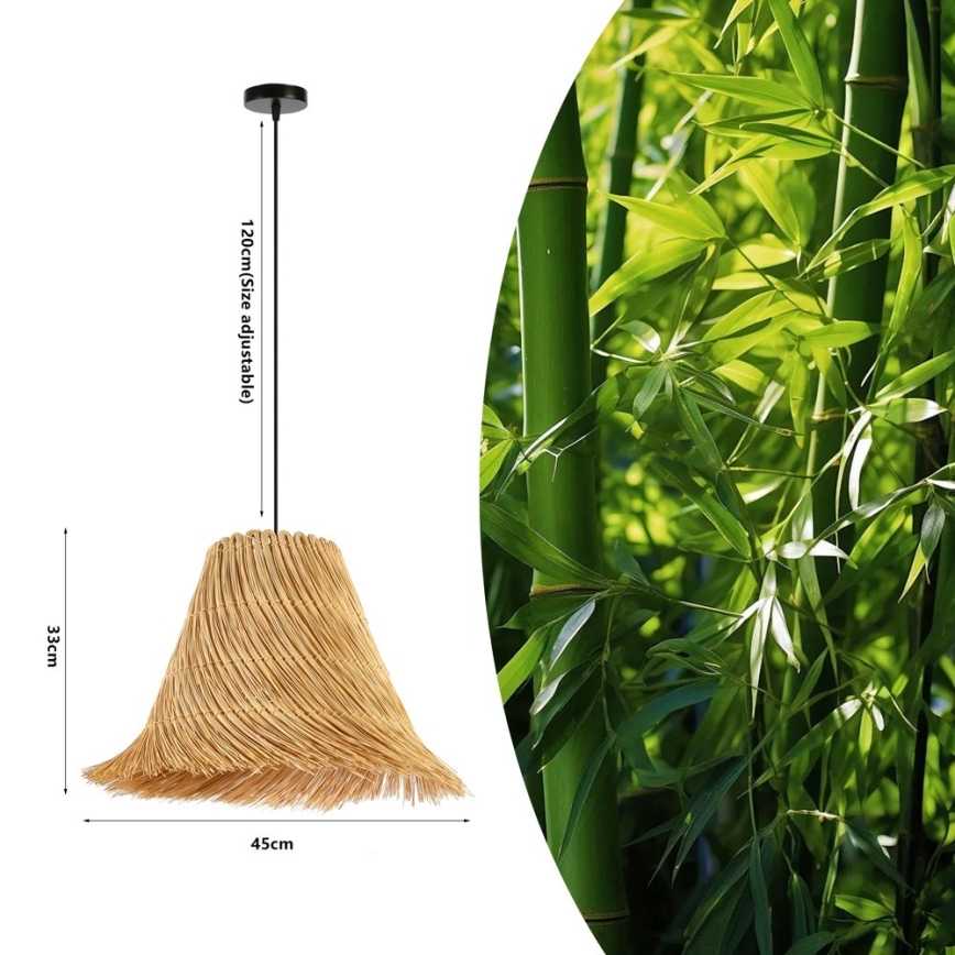 Κρεμαστό φωτιστικό οροφής NATURALEZA 1xE27/40W/230V διάμετρος 45 cm rattan