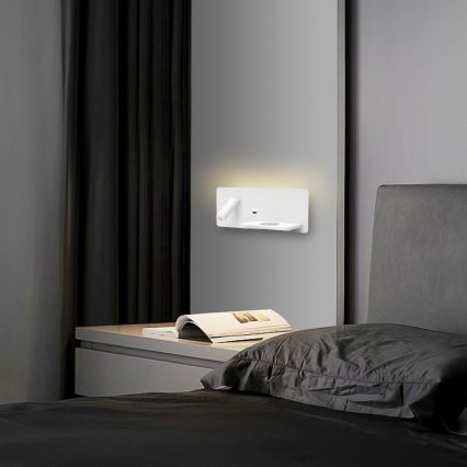 Immax 08285L - LED Επιτοίχιο φωτιστικό με ράφι, θύρα USB και ασύρματη φόρτιση Be PREPARE LED/3W/230V + LED/3W λευκό